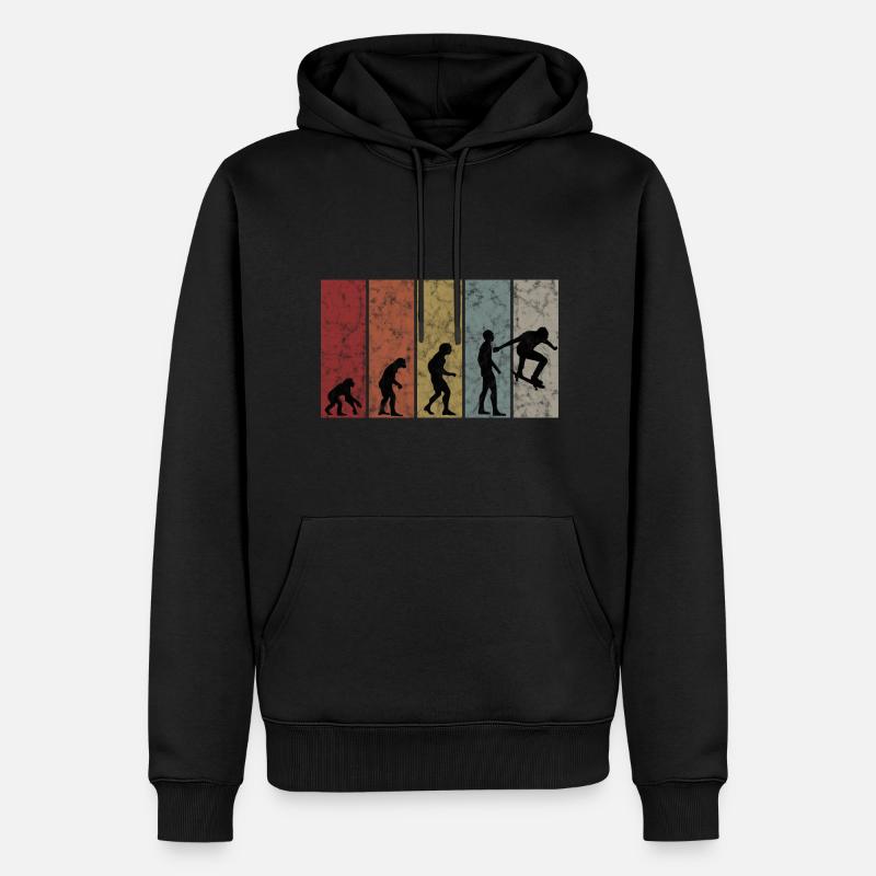 Skateboarder Skateboard Evolution Skate Skateing - Sweat à capuche Premium bio Homme - noir