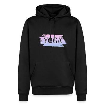 Yoga - Männer Premium Bio Hoodie - Schwarz - Vorne - Nico (187cm)