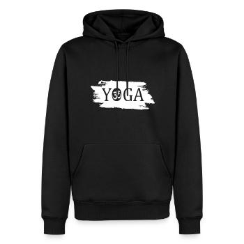 Yoga - Männer Premium Bio Hoodie - Schwarz - Vorne - Nico (187cm)