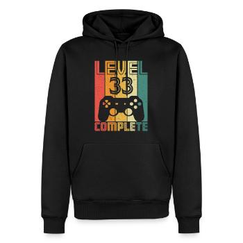 33. Geburtstag Gamer Level 33 Complete 33 Jahre - Männer Premium Bio Hoodie - Schwarz - Vorne - Nico (187cm)