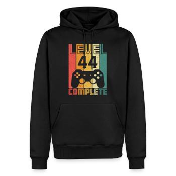 44e anniversaire Gamer Niveau 44 Complet 44 ans - Sweat à capuche Premium bio Homme - noir - Devant - Nico (187cm)