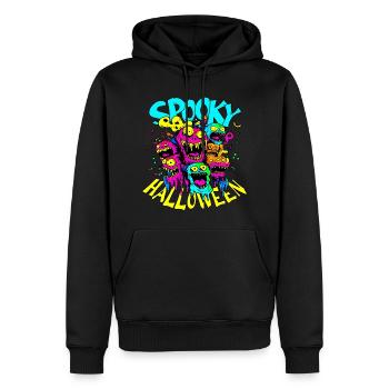 Vintage, retro „Spooky Halloween“ Design - Männer Premium Bio Hoodie - Schwarz - Vorne - Nico (187cm)