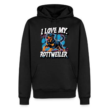 Ich Liebe mein Rottweiler - Männer Premium Bio Hoodie - Schwarz - Vorne - Nico (187cm)