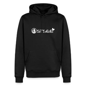 Ostsee mit Boot und Herz [white] - Männer Premium Bio Hoodie - Schwarz - Vorne - Nico (187cm)