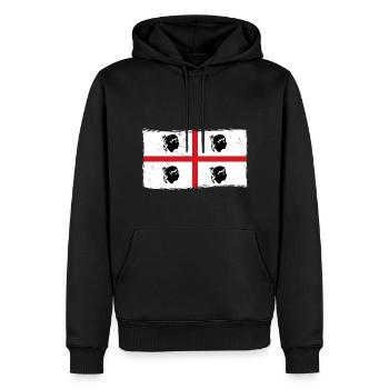 Sardaigne Drapeau Vintage Drapeau Sarde Occasion Look - Sweat à capuche Premium bio Homme - noir - Devant - Nico (187cm)