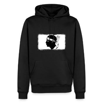 Drapeau Corse Drapeau Corse Corse - Sweat à capuche Premium bio Homme - noir - Devant - Nico (187cm)