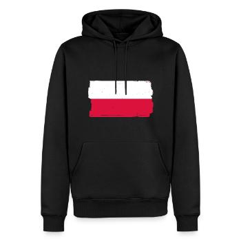 Drapeau de Pologne utilisé Look Polska Drapeau polonais - Sweat à capuche Premium bio Homme - noir - Devant - Nico (187cm)