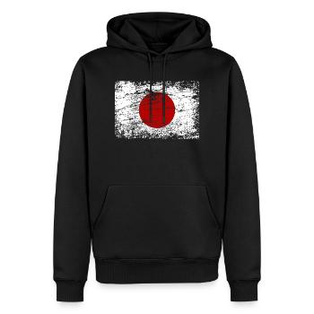 Drapeau du Japon voyage usagé vacances voyage vintage - Sweat à capuche Premium bio Homme - noir - Devant - Nico (187cm)