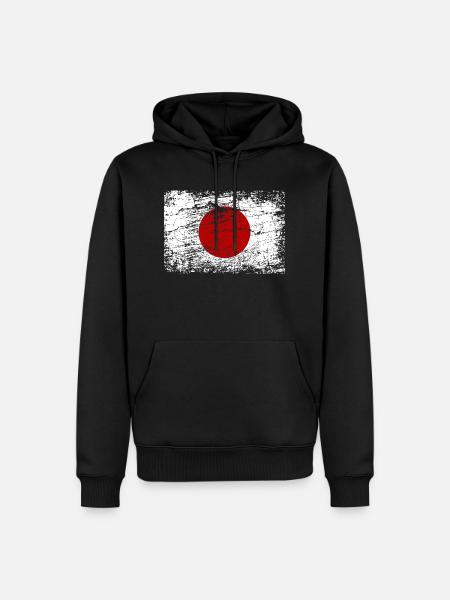 Japan Flagge Vintage Used Look Urlaub Reise Trip - Männer Premium Bio Hoodie - Schwarz