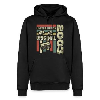 Millésime 2003 - citation d’anniversaire rétro 2003 - Sweat à capuche Premium bio Homme - noir - Devant - Nico (187cm)