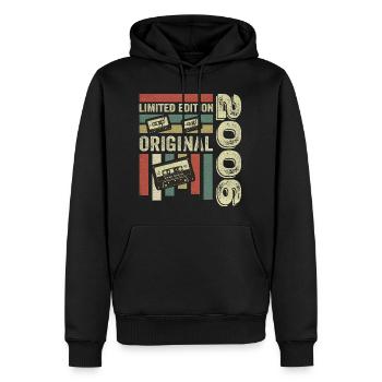 Millésime 2006 - Citation d’anniversaire rétro 2006 - Sweat à capuche Premium bio Homme - noir - Devant - Nico (187cm)