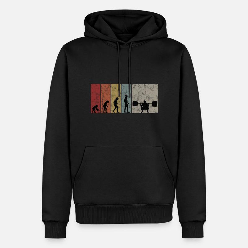 Musculation Bodybuilder GYM Evolution Rétro - Sweat à capuche Premium bio Homme - noir