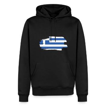 Drapeau de la Grèce Hellas Athènes Drapeau grec - Sweat à capuche Premium bio Homme - noir - Devant - Nico (187cm)