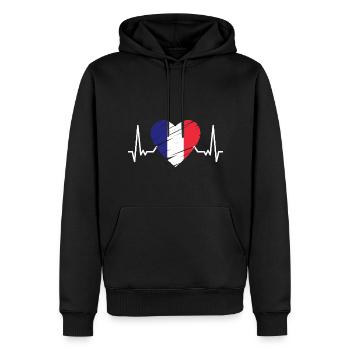 Frankreich Flagge Herzschlag Französische Fahne - Männer Premium Bio Hoodie - Schwarz - Vorne - Nico (187cm)