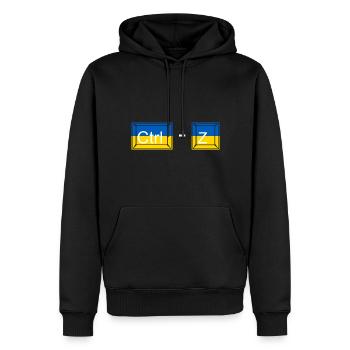 Ctrl - Z / Ctrl moins Z / pas de guerre / Ukraine - Russ - Sweat à capuche Premium bio Homme - noir - Devant - Nico (187cm)