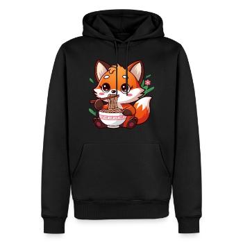 Fuchs isst Ramen-Nudeln süßer Essensliebhaber - Männer Premium Bio Hoodie - Schwarz - Vorne - Nico (187cm)