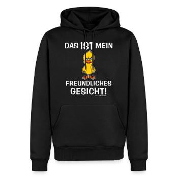 Das ist mein freundliches Gesicht Vogel RAHMENLOS - Männer Premium Bio Hoodie - Schwarz - Vorne - Nico (187cm)