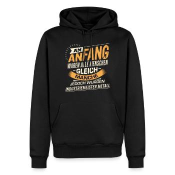 Am Anfang Industriemeister Metall RAHMENLOS Berufe - Männer Premium Bio Hoodie - Schwarz - Vorne - Nico (187cm)