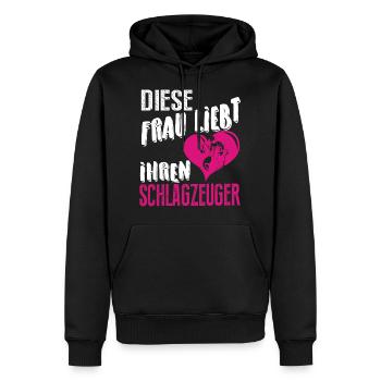 Diese Frau liebt ihren Schlagzeuger - Männer Premium Bio Hoodie - Schwarz - Vorne - Nico (187cm)