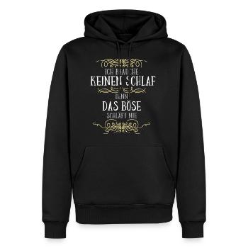 Das Böse schläft nie - Männer Premium Bio Hoodie - Schwarz - Vorne - Nico (187cm)