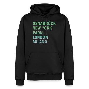 Metropole Osnabrück - Männer Premium Bio Hoodie - Schwarz - Vorne - Nico (187cm)