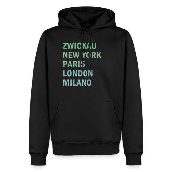 Metropole Zwickau - Männer Premium Bio Hoodie - Schwarz - Vorne - Nico (187cm)