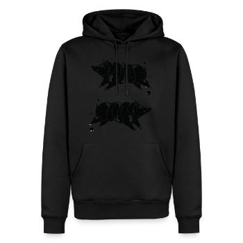 Fliegen PIGGY, braten - Männer Premium Bio Hoodie - Schwarz - Vorne - Nico (187cm)