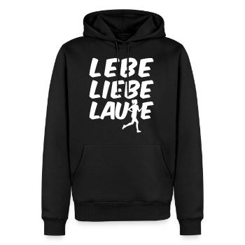 Lebe Liebe Laufe - Männer Premium Bio Hoodie - Schwarz - Vorne - Nico (187cm)