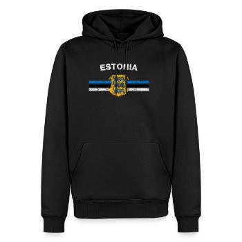 Drapeau estonien T-shirt - Badges estoniens et Estonie Fl - Sweat à capuche Premium bio Homme - noir - Devant - Nico (187cm)