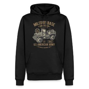 JEEP MILITAIRE OFFROAD - Design L'armée américaine Jeep shirt - Sweat à capuche Premium bio Homme - noir - Devant - Nico (187cm)