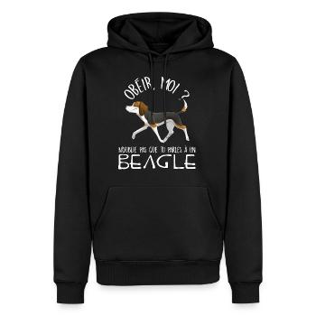 Tu parles à un beagle - Sweat à capuche Premium bio Homme - noir - Devant - Nico (187cm)