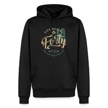 La vie commence à 40 ans - Sweat à capuche Premium bio Homme - noir - Devant - Nico (187cm)