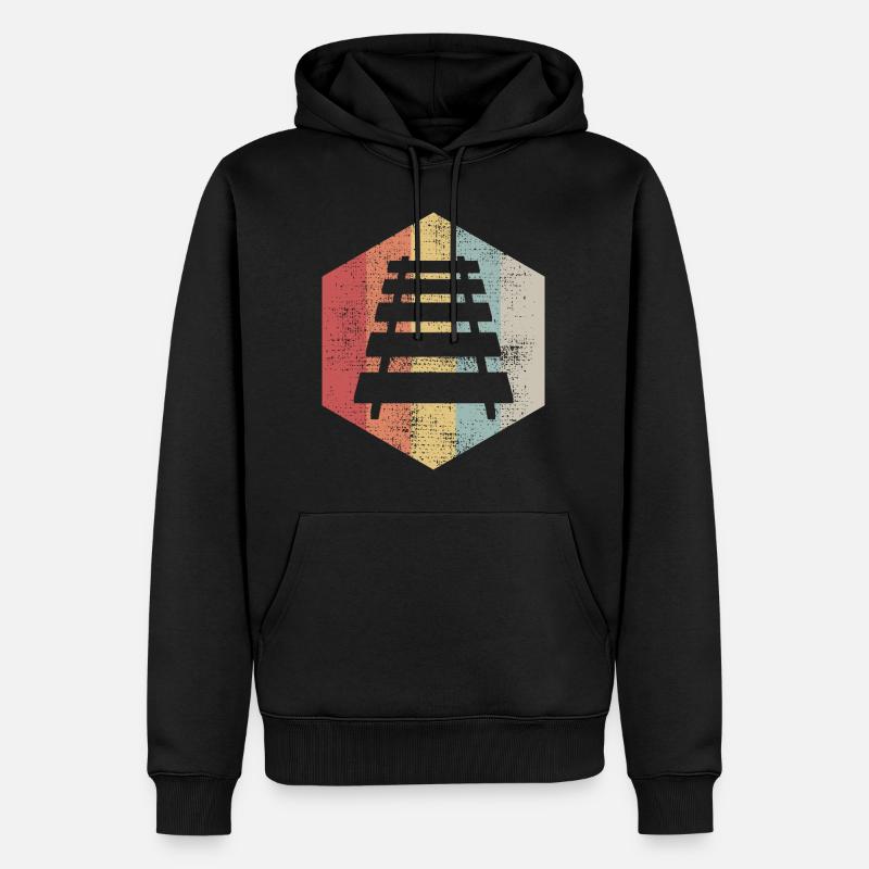 Zug Eisenbahn Gleise - Männer Premium Bio Hoodie - Schwarz