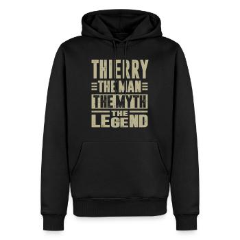 Thierry! T-shirts et Hoodies pour vous - Sweat à capuche Premium bio Homme - noir - Devant - Nico (187cm)