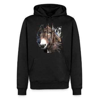 L'âne au pelage - Sweat à capuche Premium bio Homme - noir - Devant - Nico (187cm)