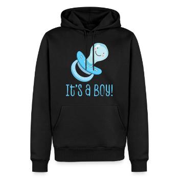 Es ist ein Junge! Babyparty-Geschlecht offenbaren Partei-lustige Geschenk-Idee - Männer Premium Bio Hoodie - Schwarz - Vorne - Nico (187cm)