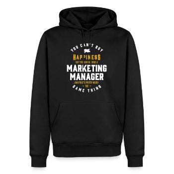 Gift for Marketing Manager - Sweat à capuche Premium bio Homme - noir - Devant - Nico (187cm)