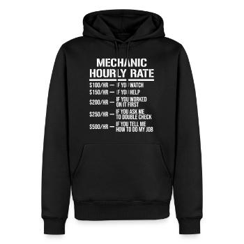 Mechanic Hourly Rate Funny Labor Rates T-shirt - Men’s Premium Organic Hoodie - black - Front - Nico (187cm)