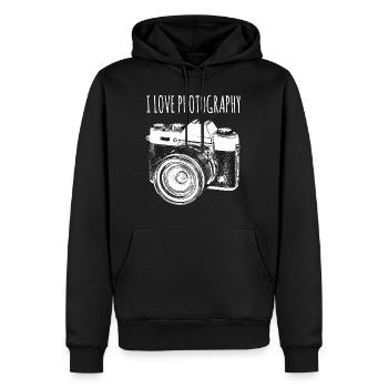 Kamera - Männer Premium Bio Hoodie - Schwarz - Vorne - Nico (187cm)