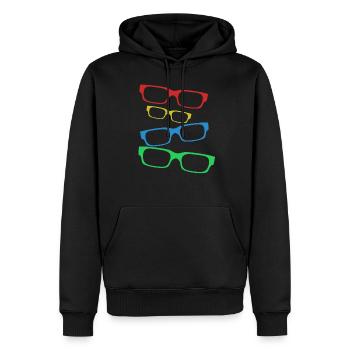 Design mit bunte Brillen mit Brillengestell - Männer Premium Bio Hoodie - Schwarz - Vorne - Nico (187cm)