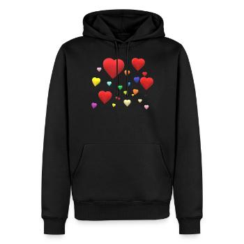 Viele Bunte Herzen - Männer Premium Bio Hoodie - Schwarz - Vorne - Nico (187cm)