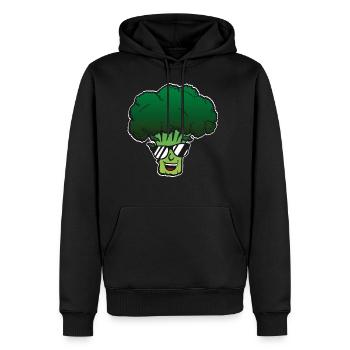 Broccoli mit Sonnenbrille - Männer Premium Bio Hoodie - Schwarz - Vorne - Nico (187cm)
