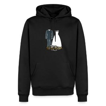 MR MRS black Souvenir, Gift, Gift Idea - Männer Premium Bio Hoodie - Schwarz - Vorne - Nico (187cm)