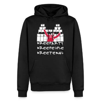 free23 - Sweat à capuche Premium bio Homme - noir - Devant - Nico (187cm)
