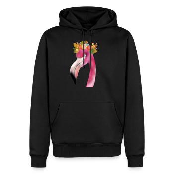 Flamingo avec couronne - Sweat à capuche Premium bio Homme - noir - Devant - Nico (187cm)