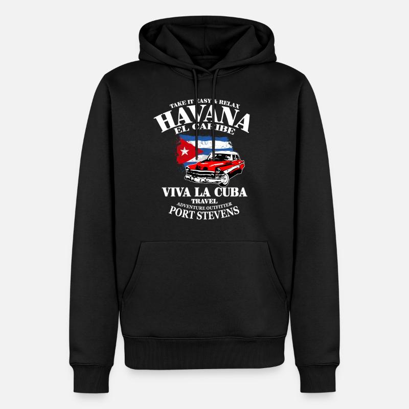 Havana - Cuba Flag - Sweat à capuche Premium bio Homme - noir