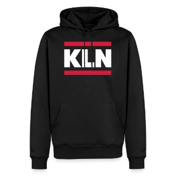 KLN | COLOGNE DESIGN - Men’s Premium Organic Hoodie - black - Front - Nico (187cm)