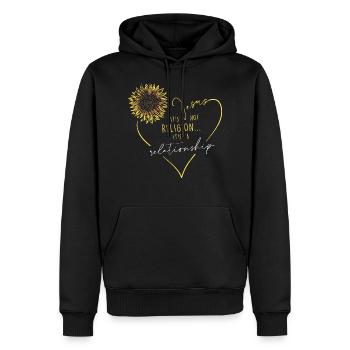 Jésus n'est pas une religion mais une relation - Sweat à capuche Premium bio Homme - noir - Devant - Nico (187cm)