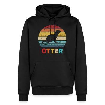 Otter - Männer Premium Bio Hoodie - Schwarz - Vorne - Nico (187cm)