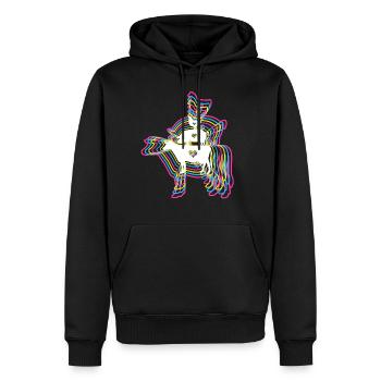Vegan vegan vegan glitch - Sweat à capuche Premium bio Homme - noir - Devant - Nico (187cm)